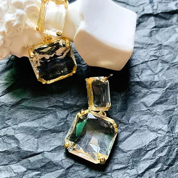 Anthropologie transparent glass dangle earrings; nwot - Picture 6 of 12